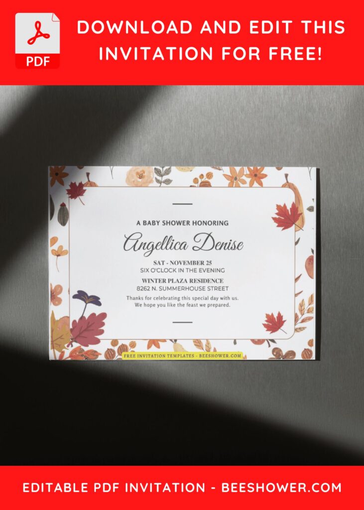 (Free Editable PDF) Fall Blessings Baby Shower Invitation Templates D