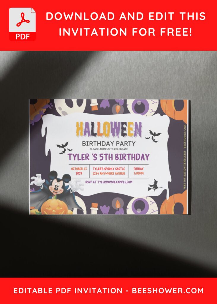 (Free Editable PDF) Thrilling Mickey Mouse Birthday Invitation Templates H