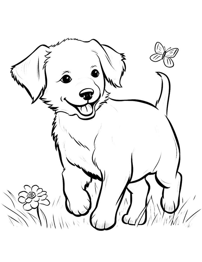 Golden Retriever Puppy Coloring Page Template