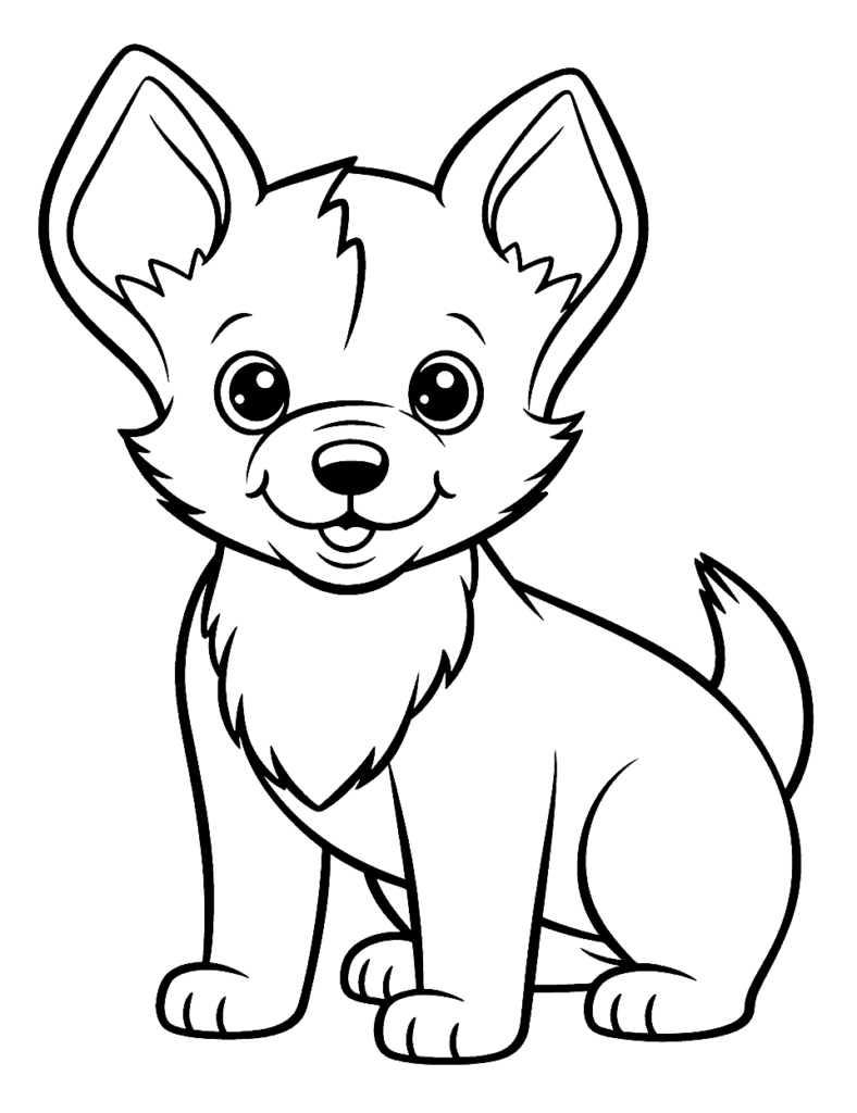 Bubbly Eyes Puppy Coloring Page Template