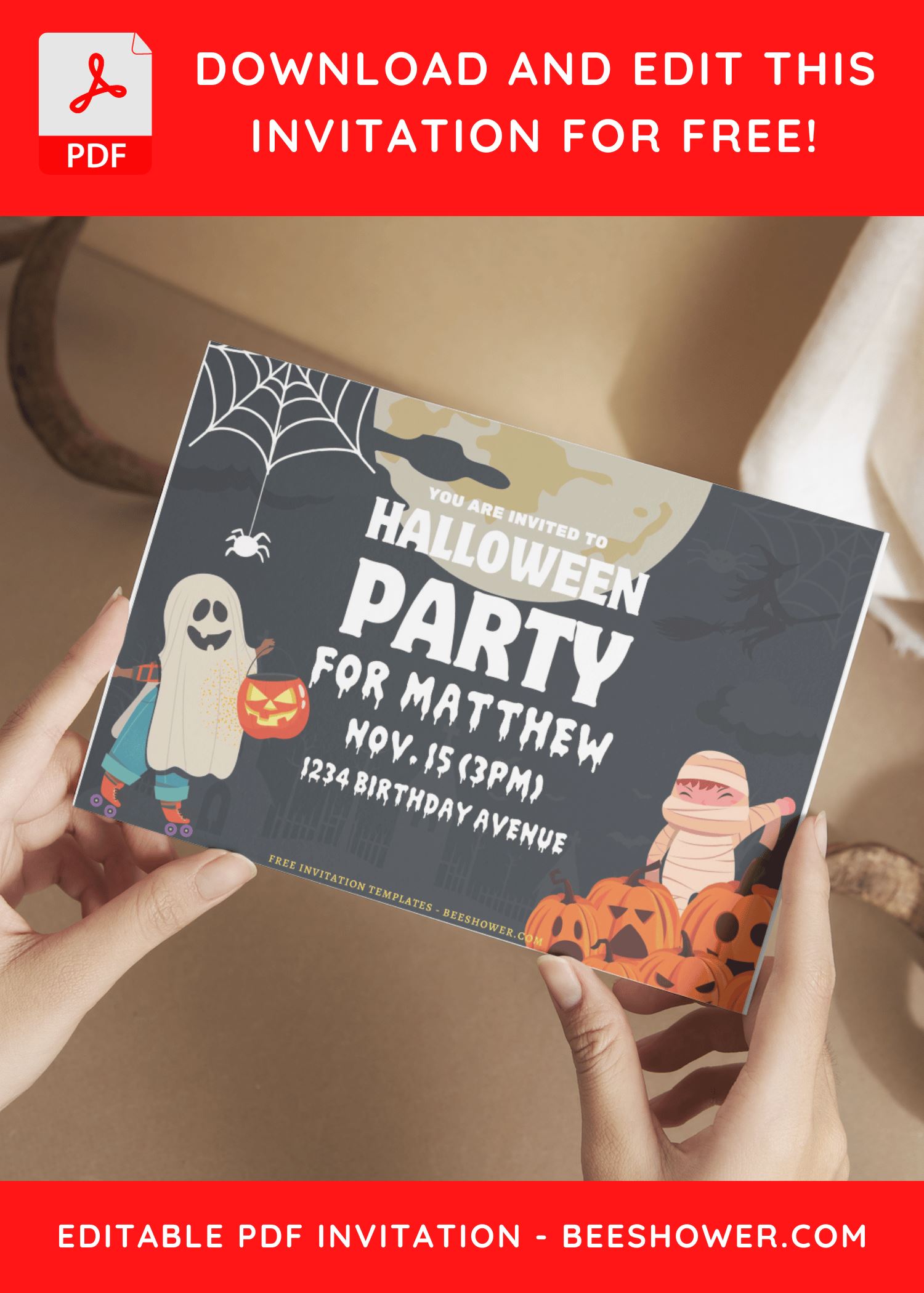 (Free Editable PDF) Spooky Mummy Baby Shower Invitation Templates A