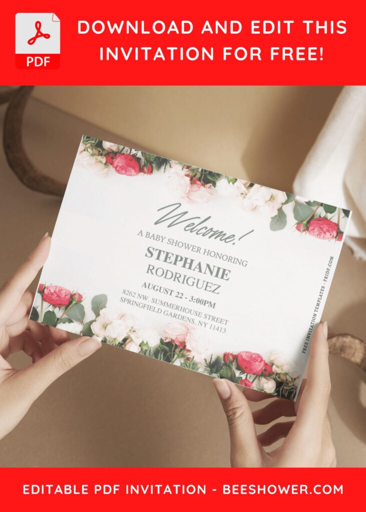 (Free Editable PDF) Budding Joy Floral Baby Shower Invitation Templates E