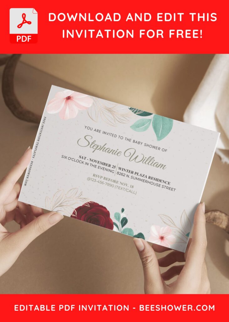 (Free Editable PDF) In Full Blooms Baby Shower Invitation Templates E
