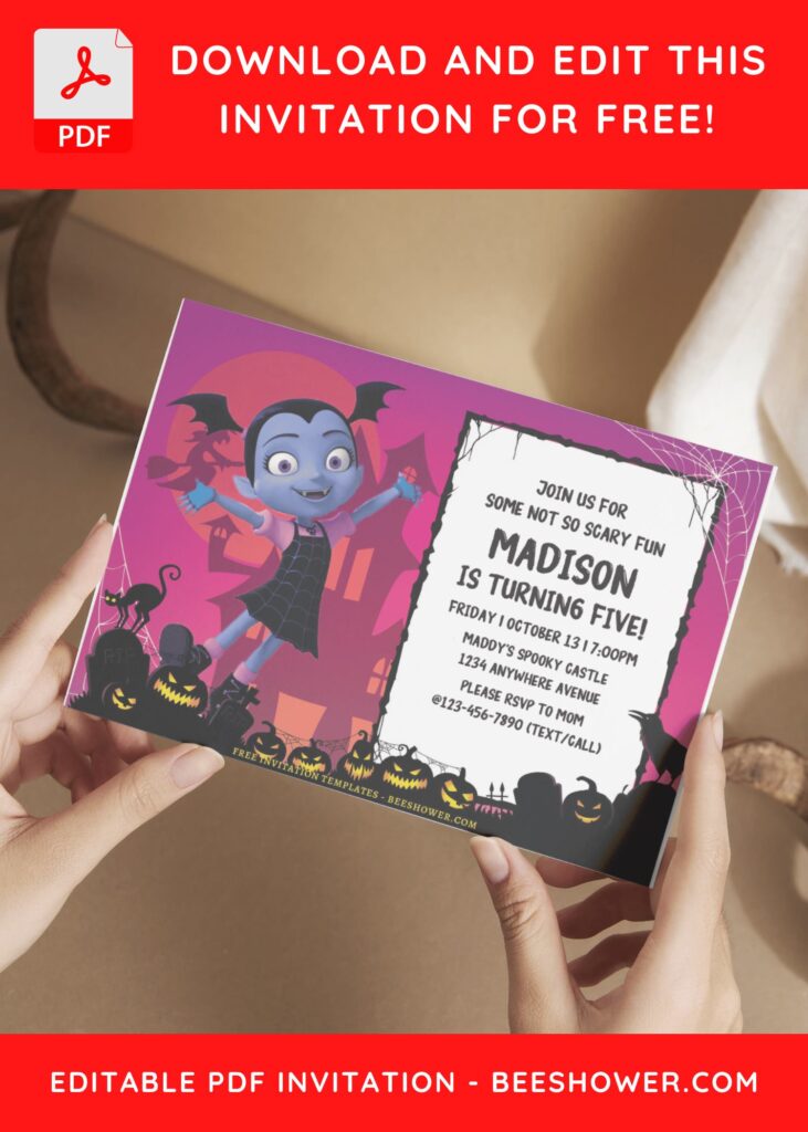 (Free Editable PDF) Beloved Disney Vampirina Baby Shower Invitation Templates E