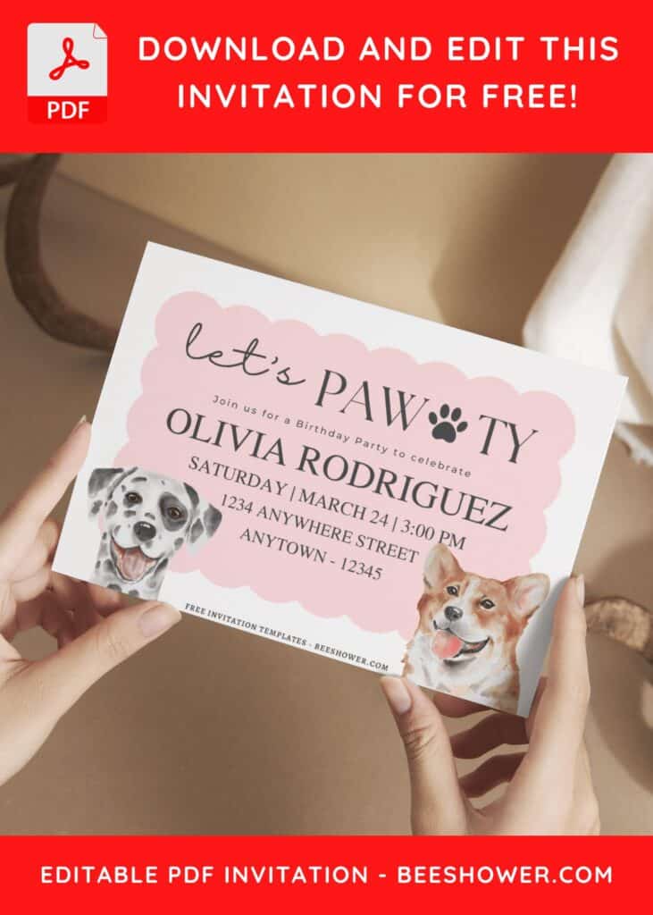 (Free Editable PDF) Puppy Baby Shower Invitation Templates I