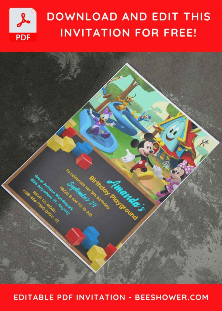 (Free Editable PDF) Fun Mickey Mouse Clubhouse Baby Shower Invitation Templates I