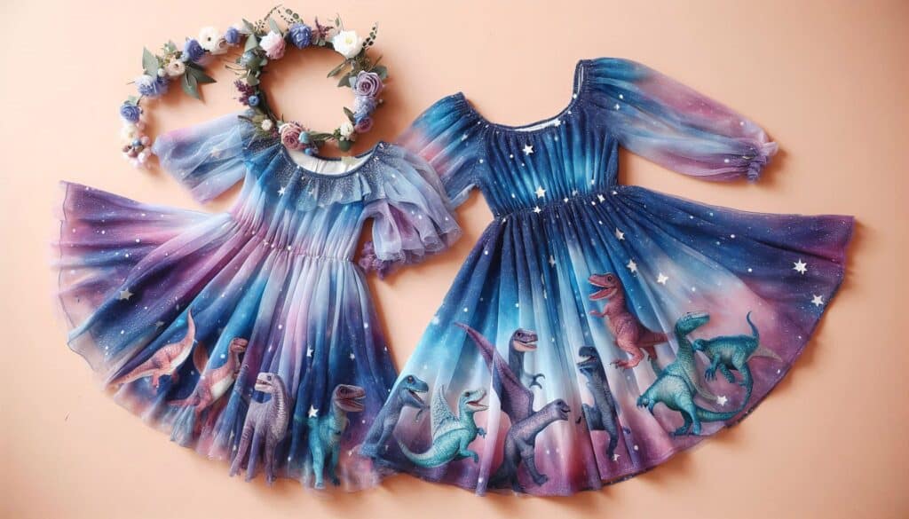 Flowy Space inspired Purple Baby Shower Dress For Mom