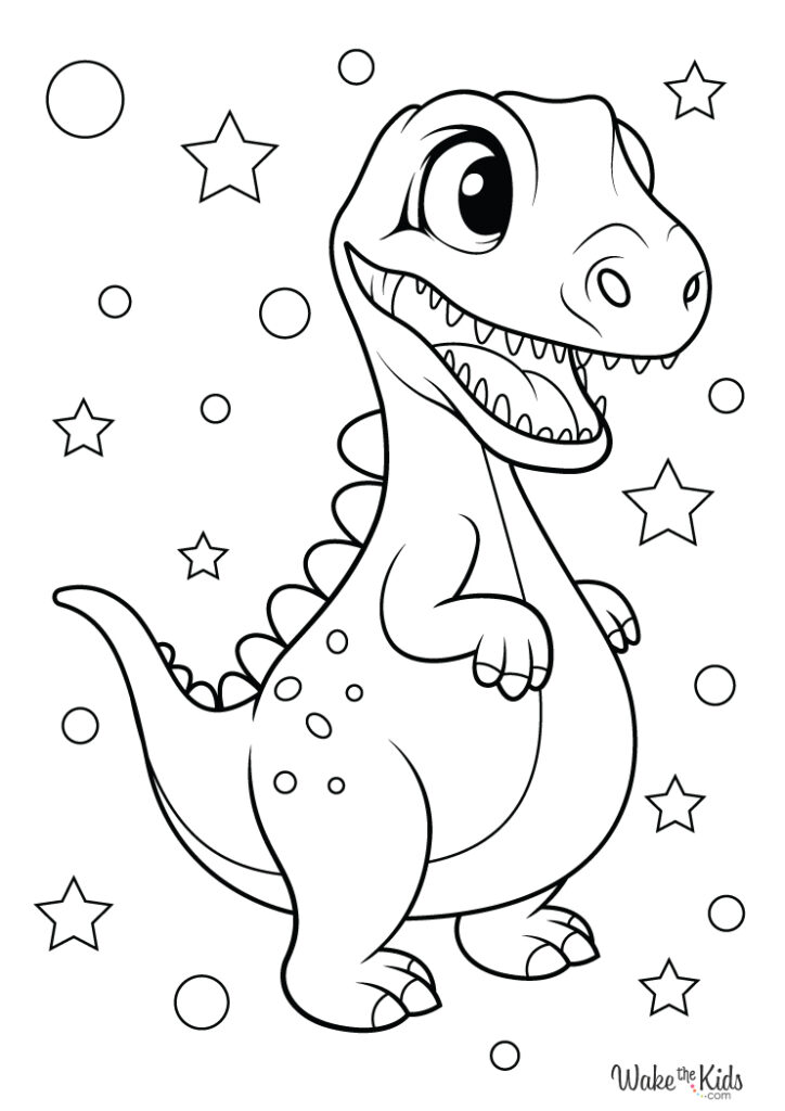 Starry Dino Coloring Page Template