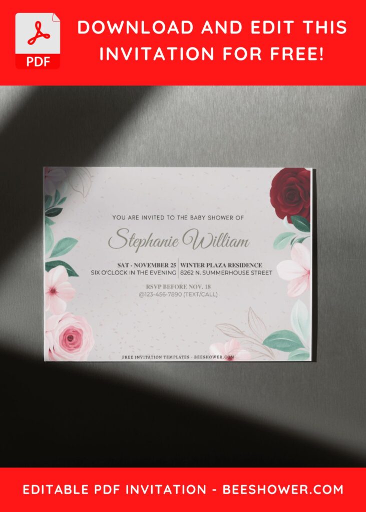 (Free Editable PDF) In Full Blooms Baby Shower Invitation Templates F