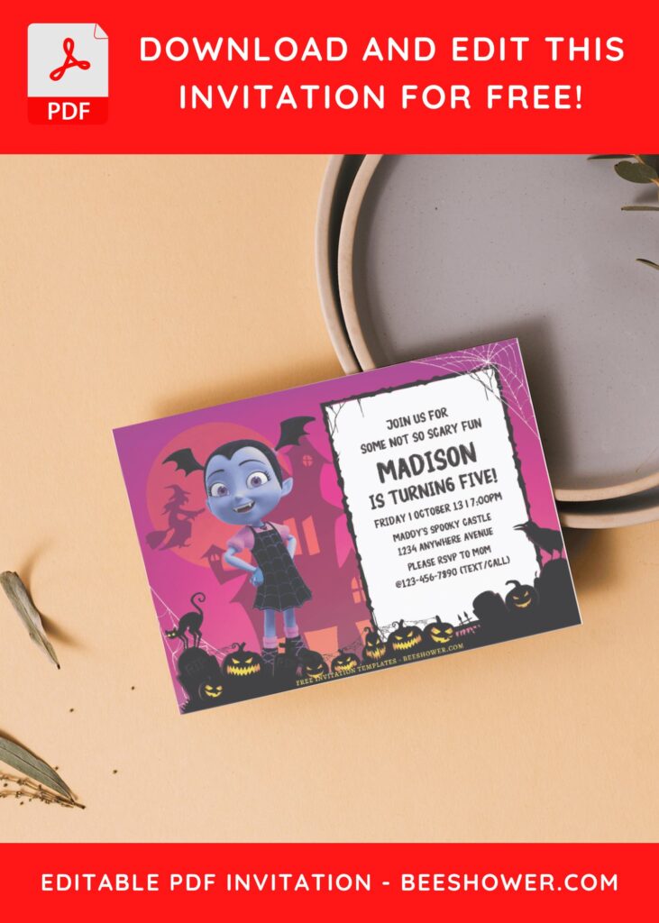 (Free Editable PDF) Beloved Disney Vampirina Baby Shower Invitation Templates F