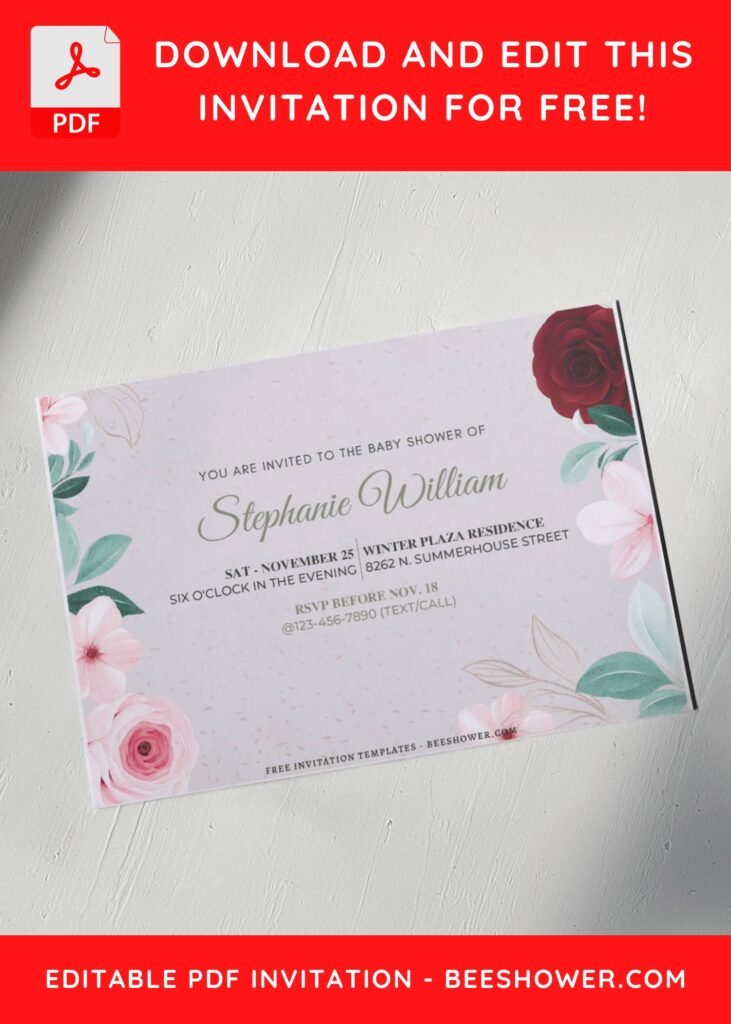 (Free Editable PDF) In Full Blooms Baby Shower Invitation Templates G