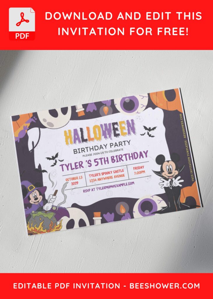 (Free Editable PDF) Thrilling Mickey Mouse Birthday Invitation Templates A