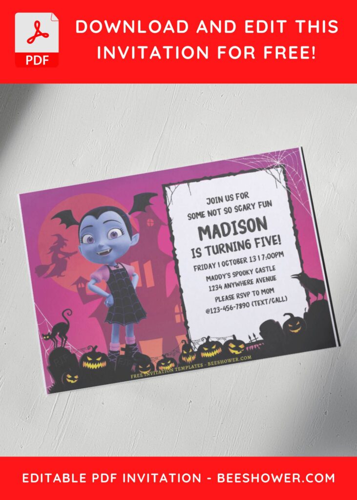 (Free Editable PDF) Beloved Disney Vampirina Baby Shower Invitation Templates G