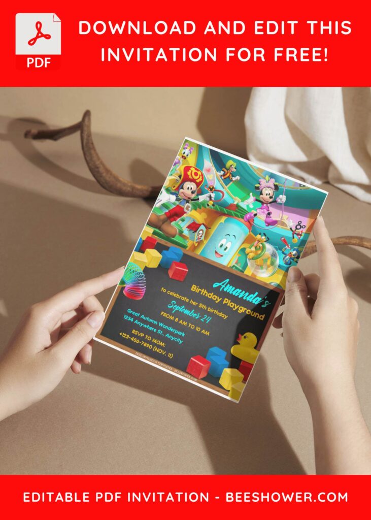 (Free Editable PDF) Fun Mickey Mouse Clubhouse Baby Shower Invitation Templates A