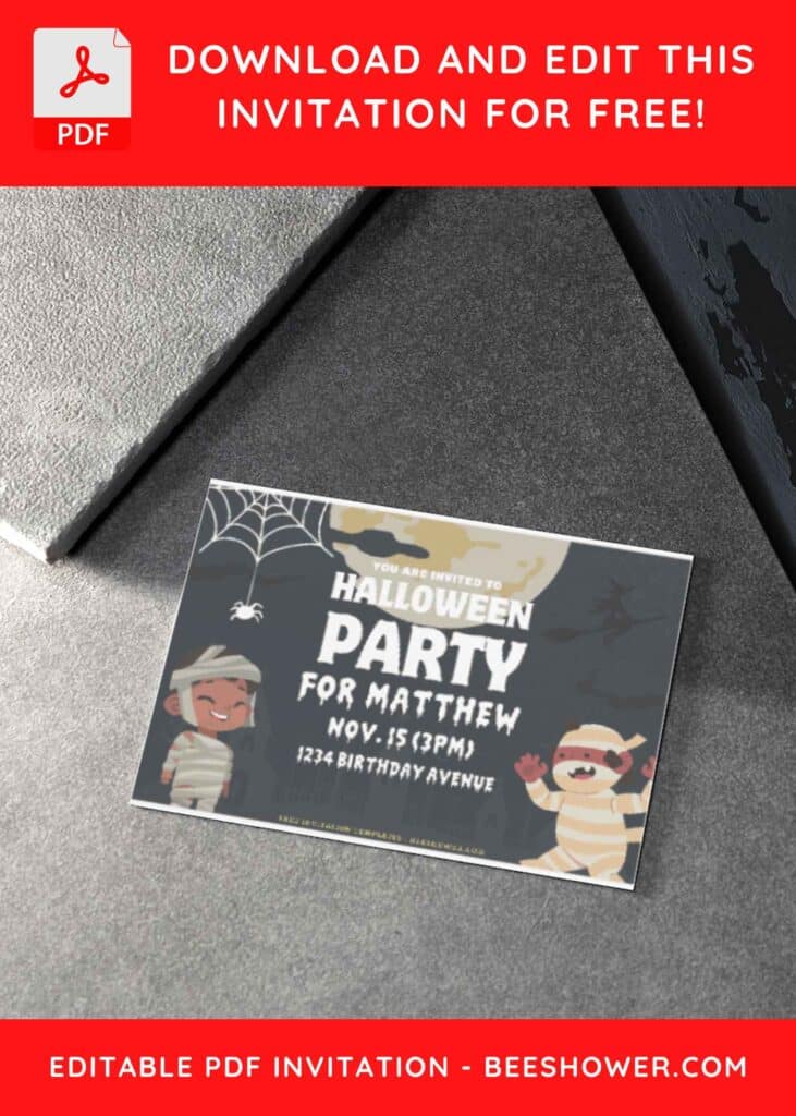 (Free Editable PDF) Spooky Mummy Baby Shower Invitation Templates H