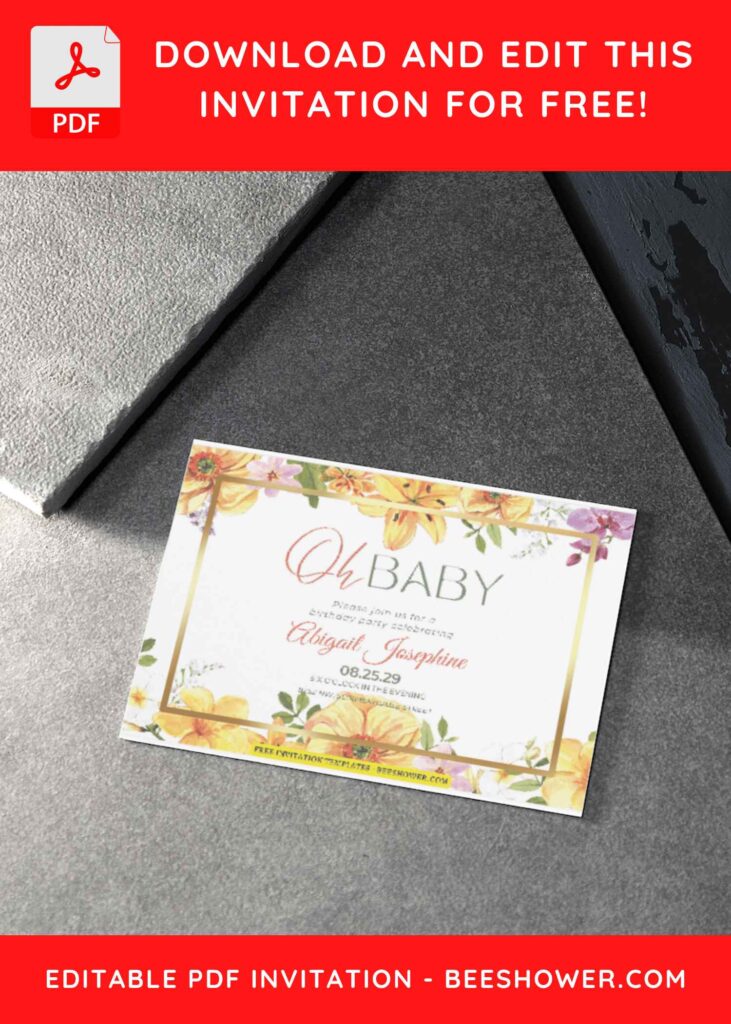(Free Editable PDF) Elegant Rustic Garden Baby Shower Invitation Templates H