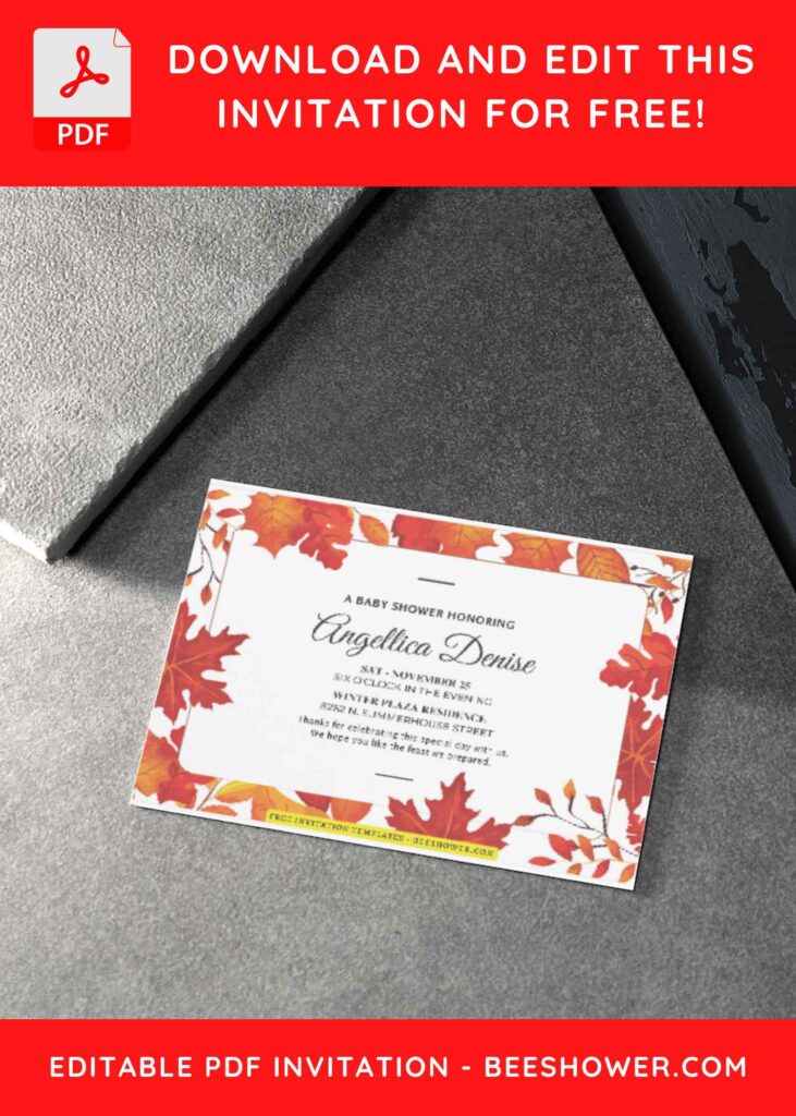 (Free Editable PDF) Fall Blessings Baby Shower Invitation Templates H
