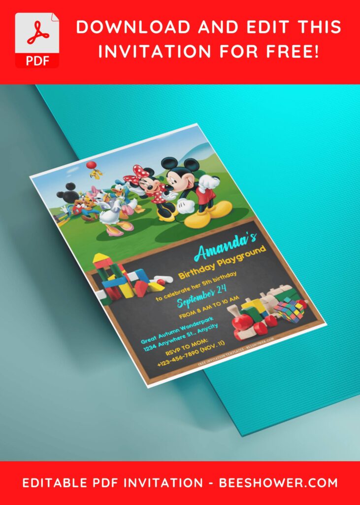 (Free Editable PDF) Fun Mickey Mouse Clubhouse Baby Shower Invitation Templates B