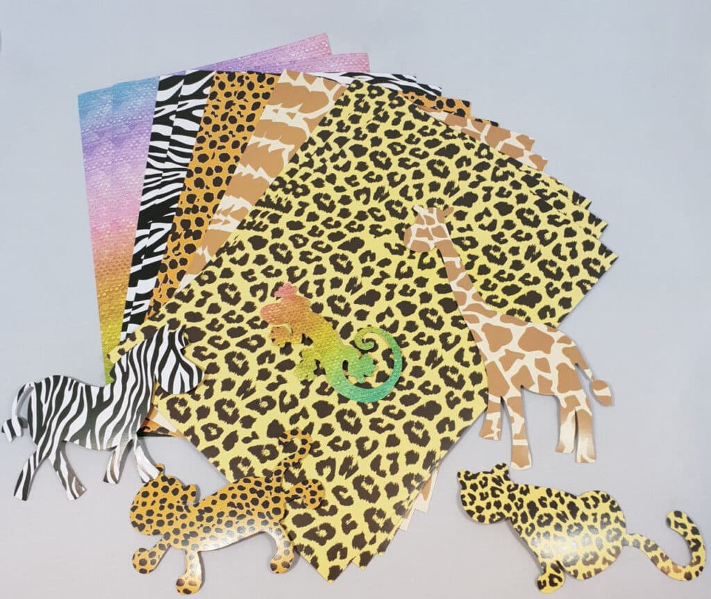 DIY Animal Tiger, Zebra and Giraffe Prints made of cardboard