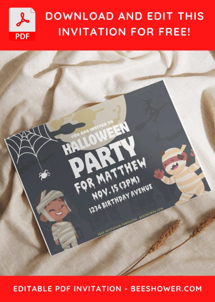 (Free Editable PDF) Spooky Mummy Baby Shower Invitation Templates I