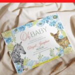 (Free Editable PDF) Beautiful Garden And Animals Baby Shower Invitation Templates D