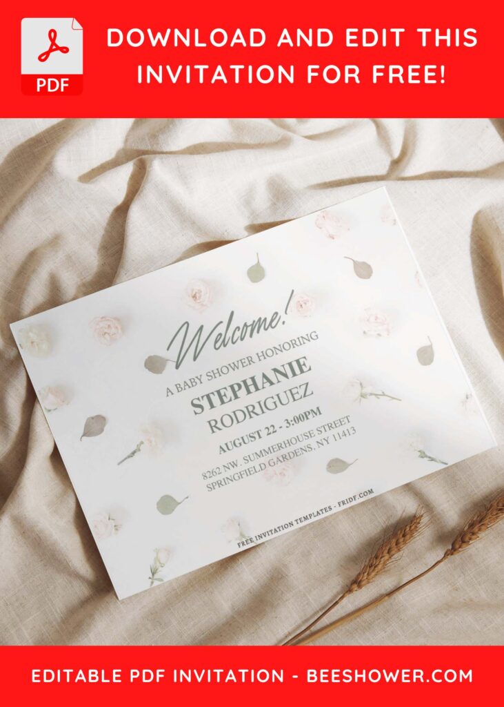 (Free Editable PDF) Budding Joy Floral Baby Shower Invitation Templates I