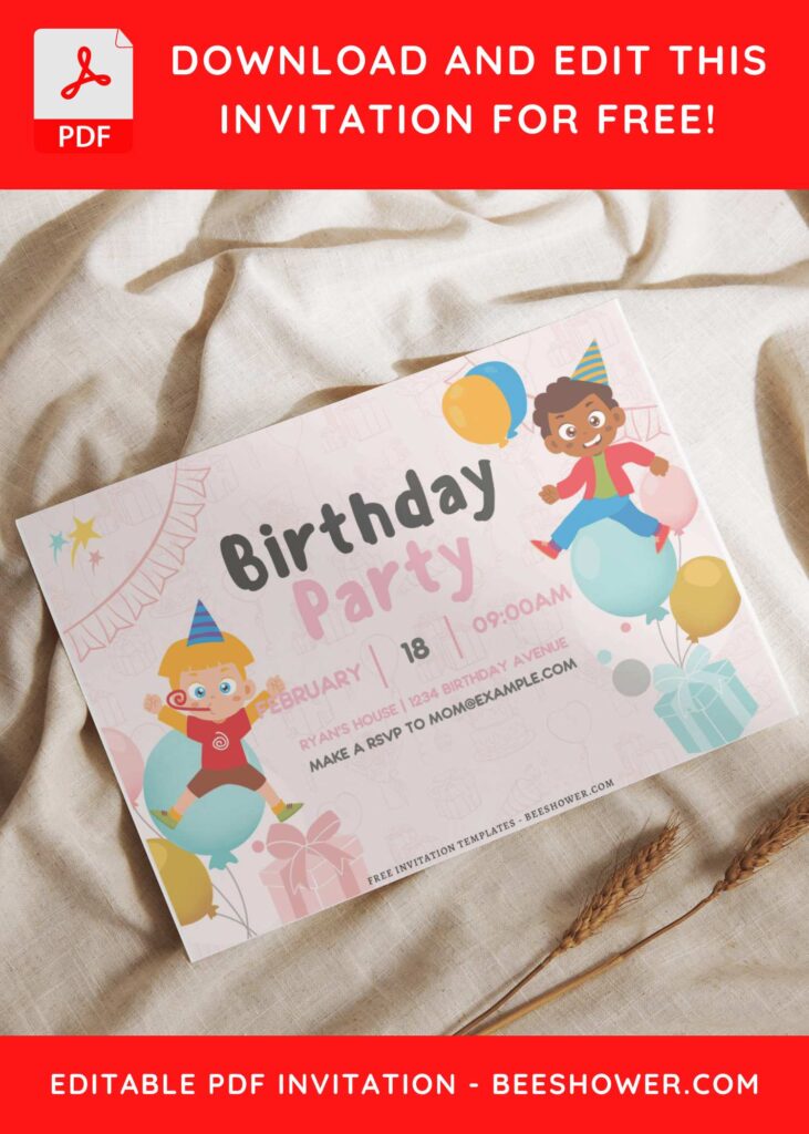 Cheerful Kids Birthday Invitation