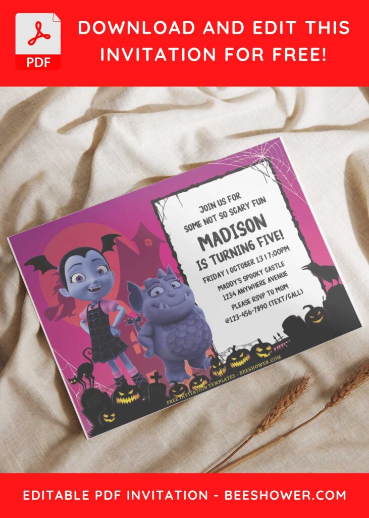 (Free Editable PDF) Beloved Disney Vampirina Baby Shower Invitation Templates I