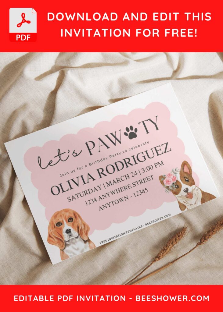 (Free Editable PDF) Puppy Baby Shower Invitation Templates C