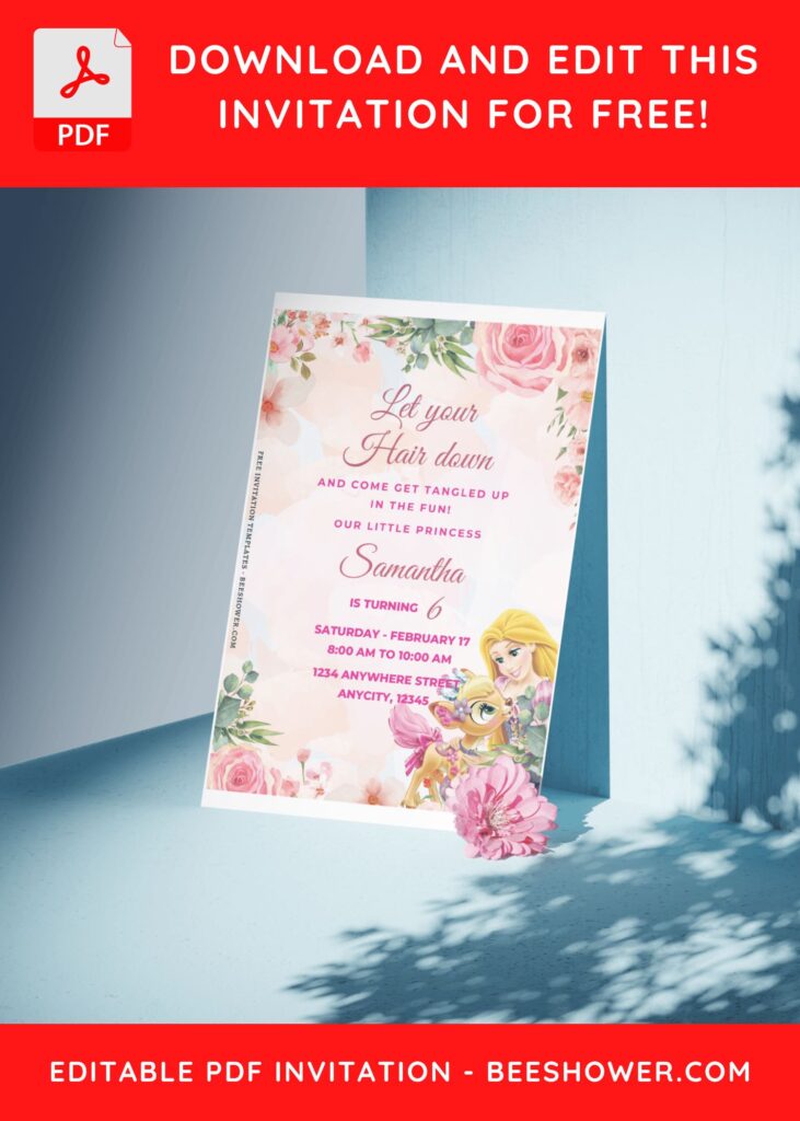 (Free Editable PDF) Rapunzel Garden Delight Baby Shower Invitation Templates C