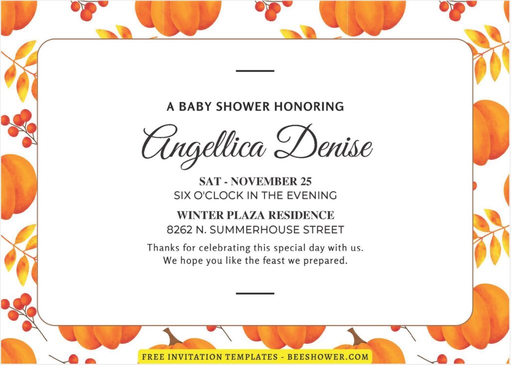 (Free Editable PDF) Fall Blessings Baby Shower Invitation Templates A