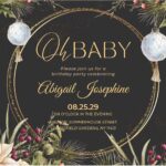 (Free Editable PDF) Luxurious Glitter Gold & Floral Baby Shower Invitation Templates B