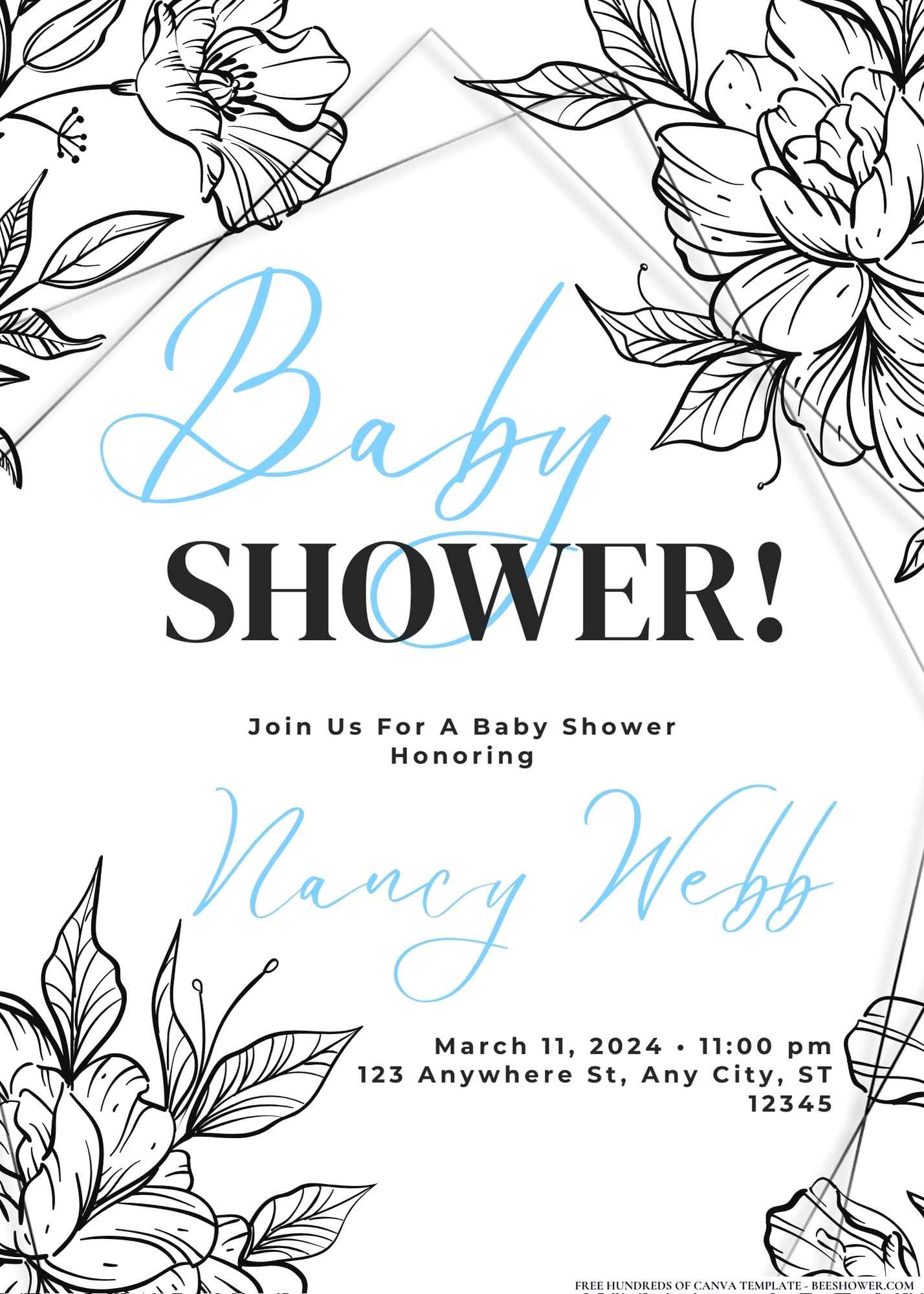 Botanical Beauty Bash Baby Shower Invitation