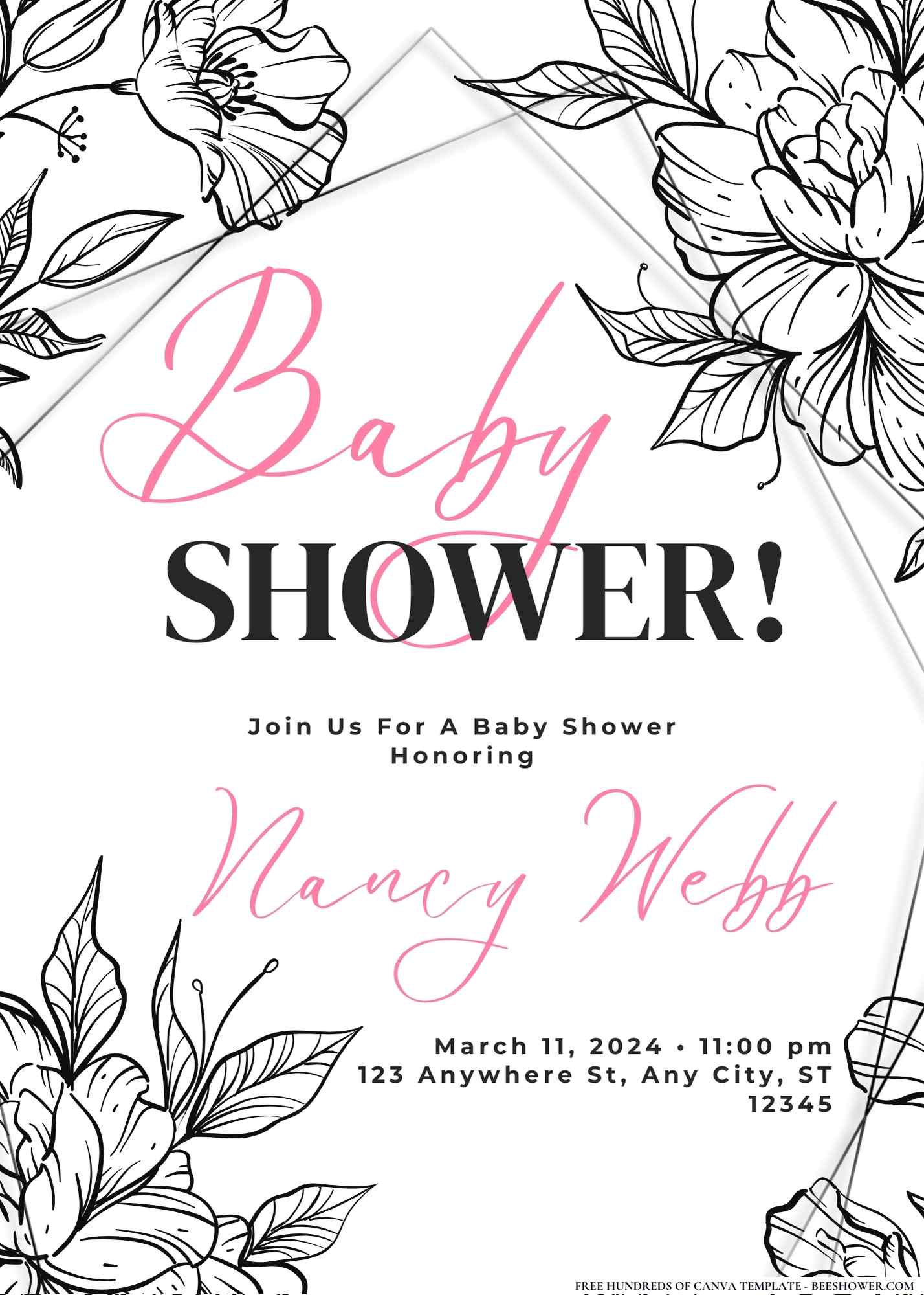 Botanical Beauty Bash Baby Shower Invitation
