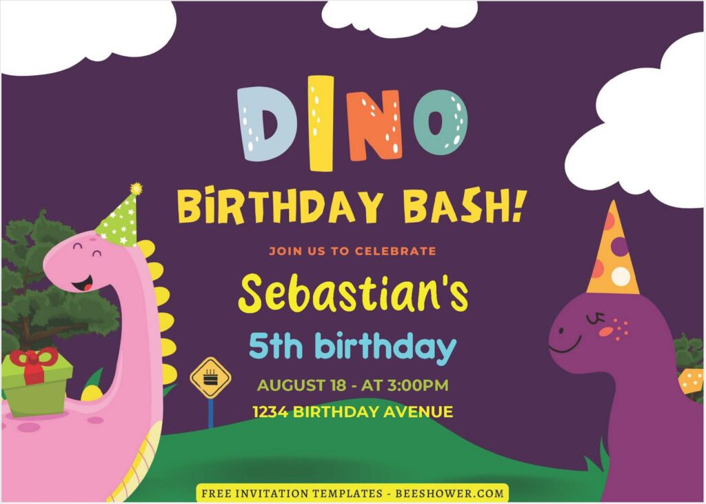 (Free Editable PDF) Fun Dino Baby Shower Invitation Templates A