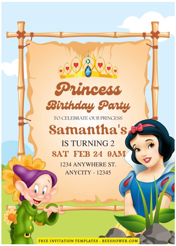 (Free Editable PDF) Snow White In Floral Wonderland Baby Shower Invitation Templates E
