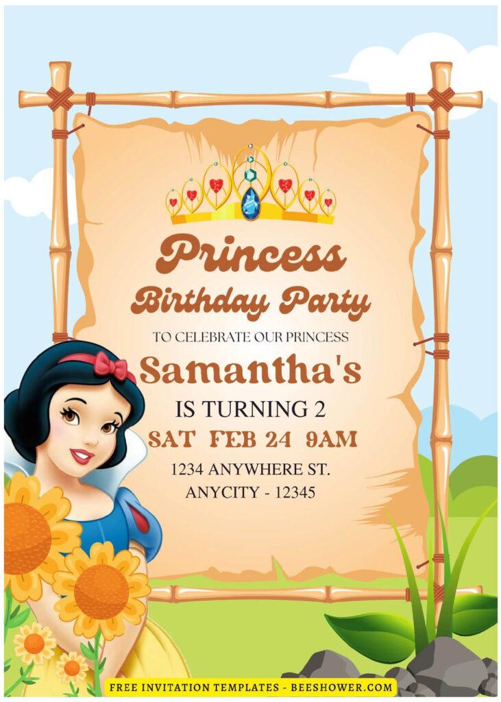 (Free Editable PDF) Snow White In Floral Wonderland Baby Shower Invitation Templates F