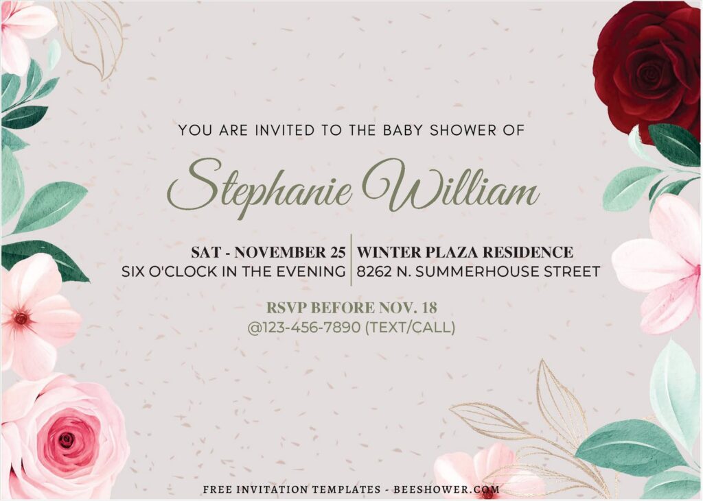 (Free Editable PDF) In Full Blooms Baby Shower Invitation Templates A