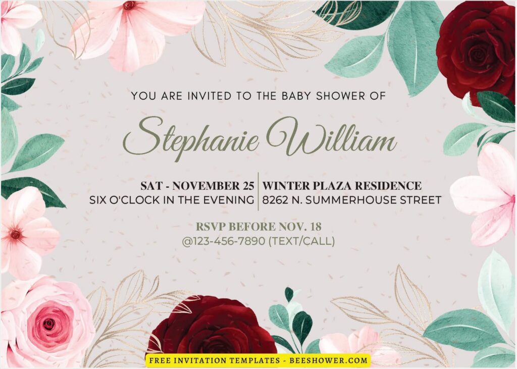 (Free Editable PDF) In Full Blooms Baby Shower Invitation Templates B