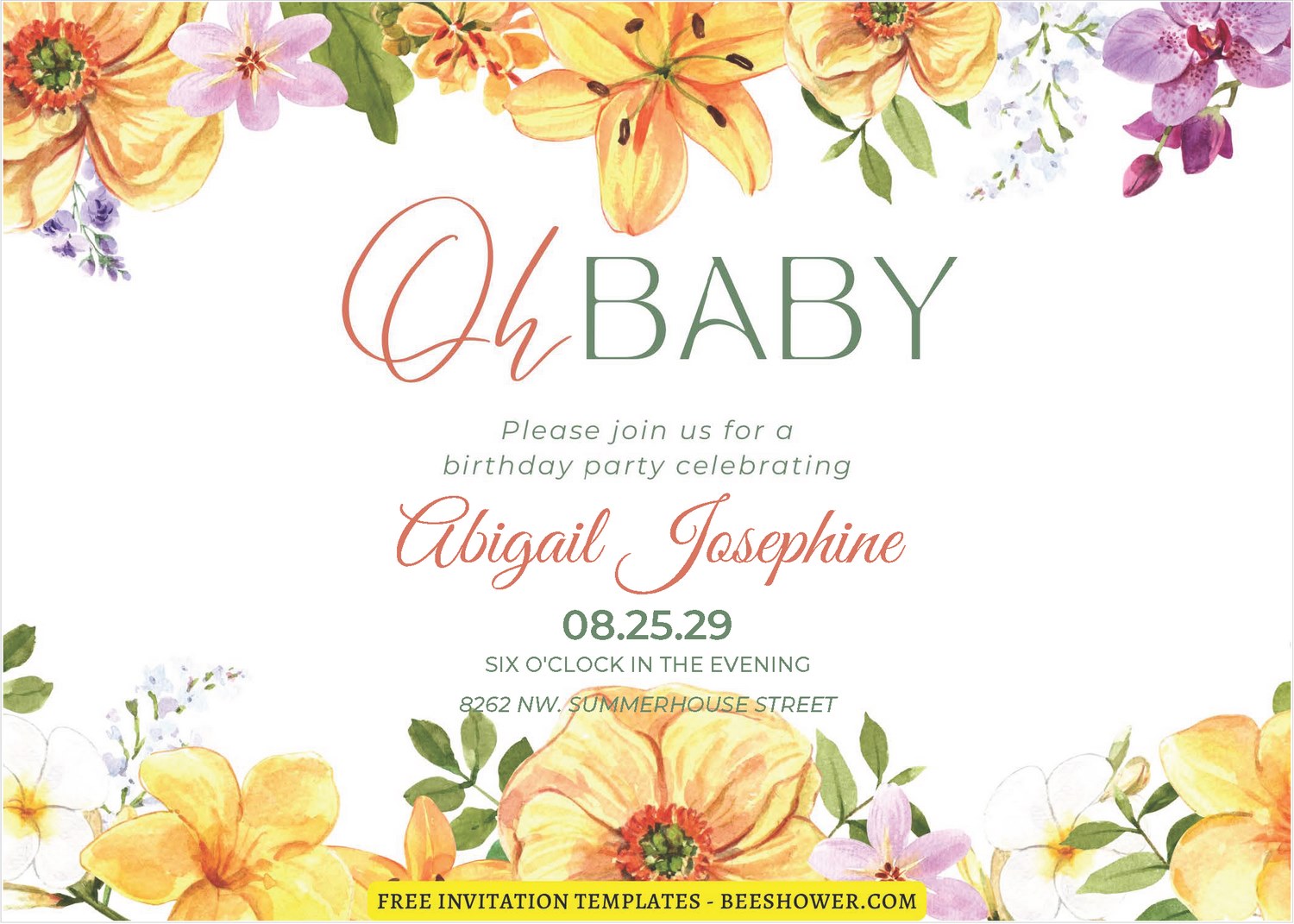 (Free Editable PDF) Elegant Rustic Garden Baby Shower Invitation Templates A