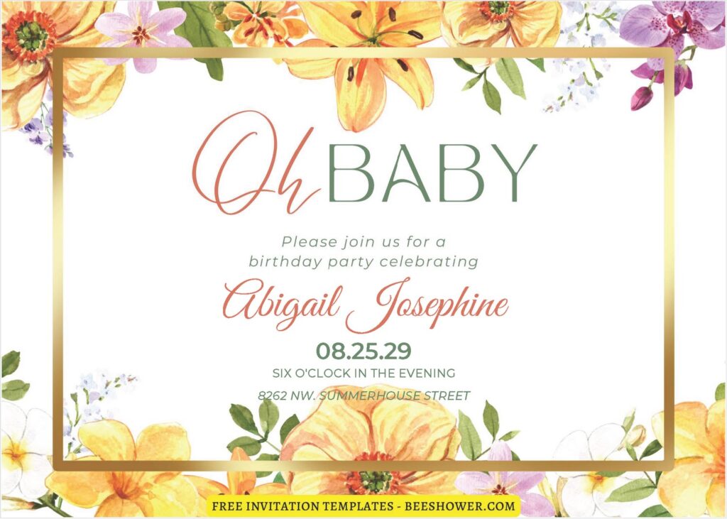 (Free Editable PDF) Elegant Rustic Garden Baby Shower Invitation Templates B
