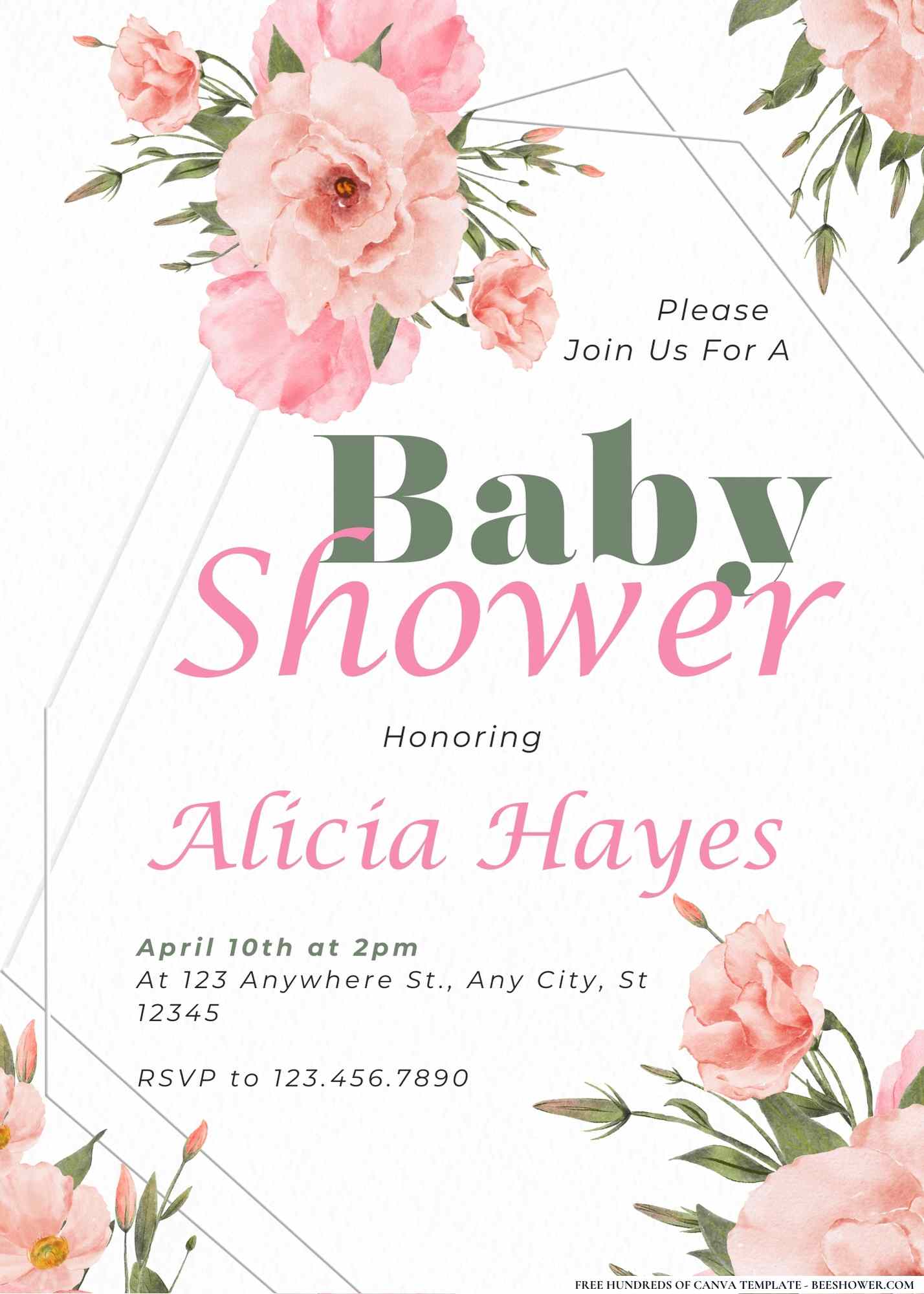 Baby Blooms and Binkies Baby Shower Invitation