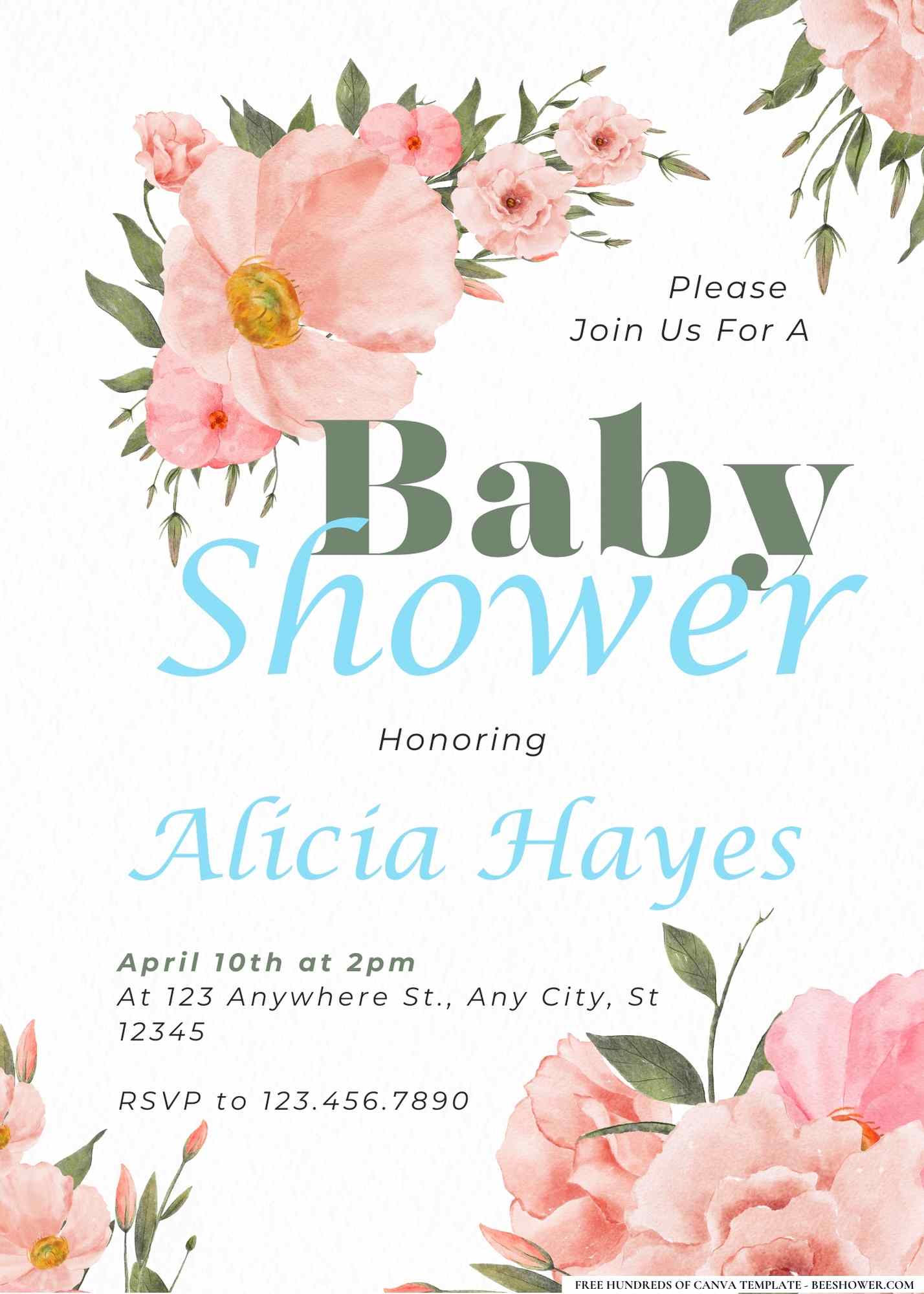 Baby Blooms and Binkies Baby Shower Invitation