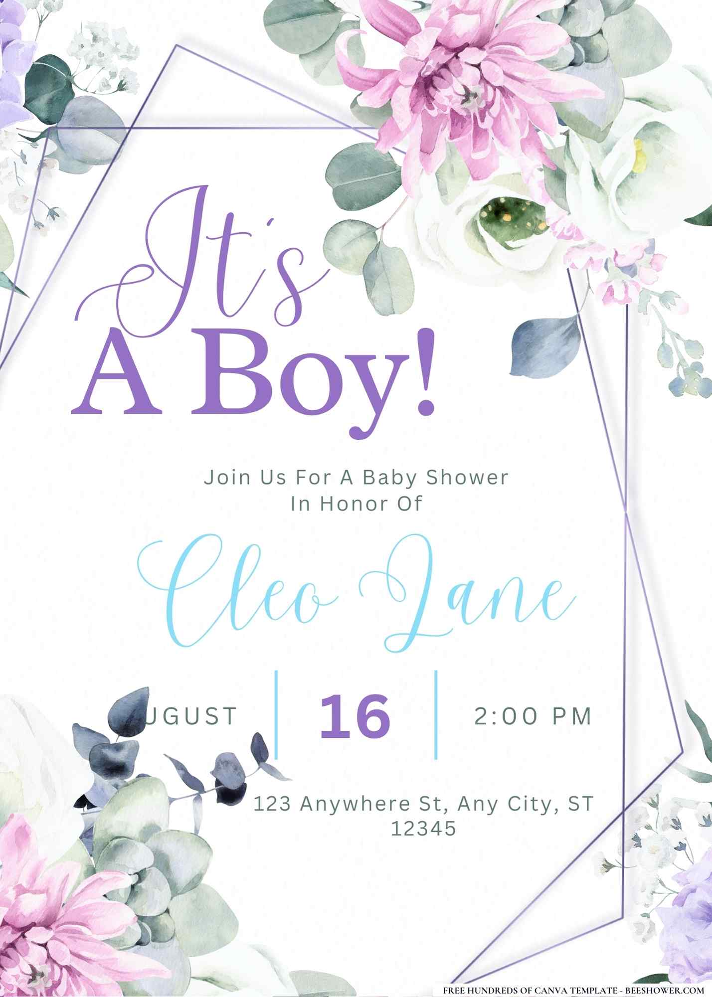 Baby's Breath and Bows Baby Shower Invitation