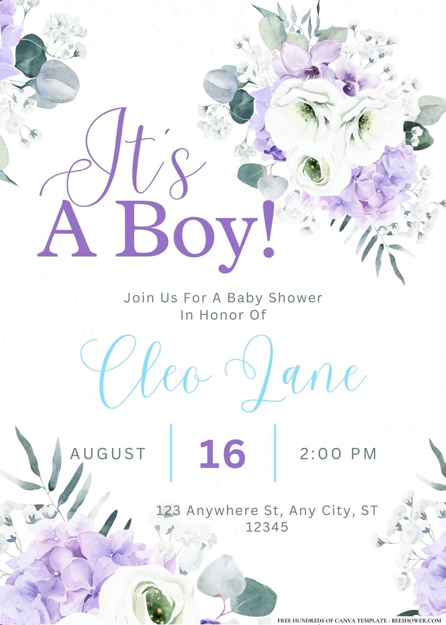 Baby's Breath and Bows Baby Shower Invitation