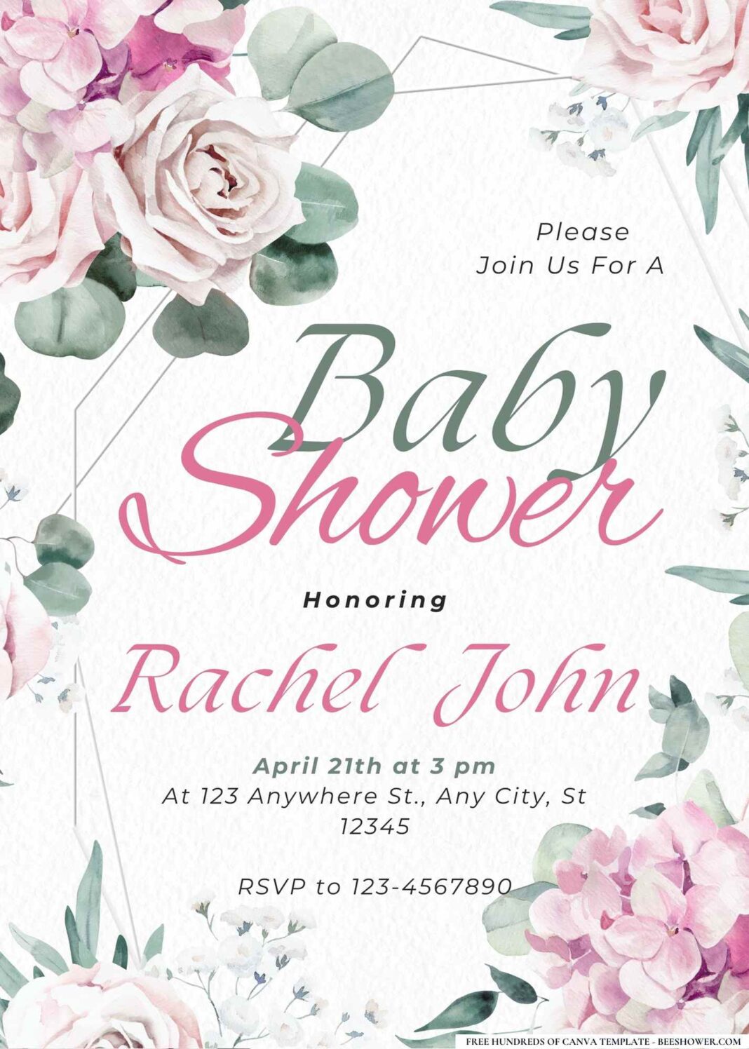 20+ Blossom and Baby's Breath Baby Shower Invitation Templates | Beeshower