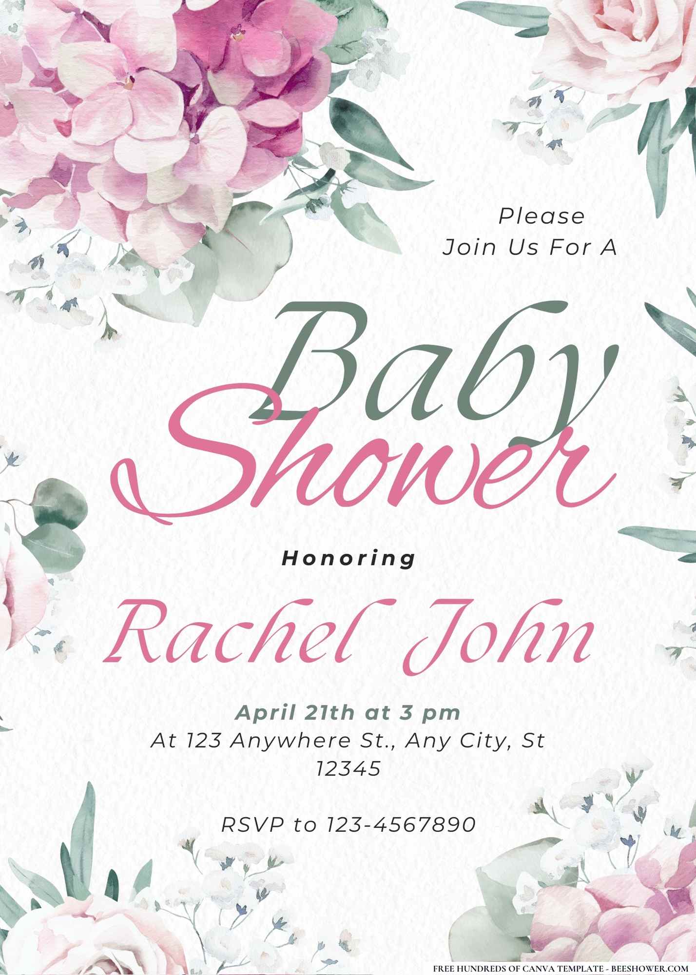 Blossom and Baby's Breath Baby Shower Invitation