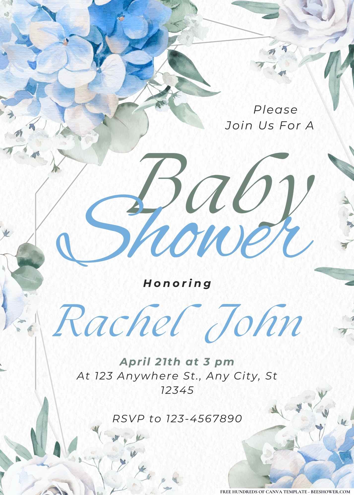 Blossom and Baby's Breath Baby Shower Invitation
