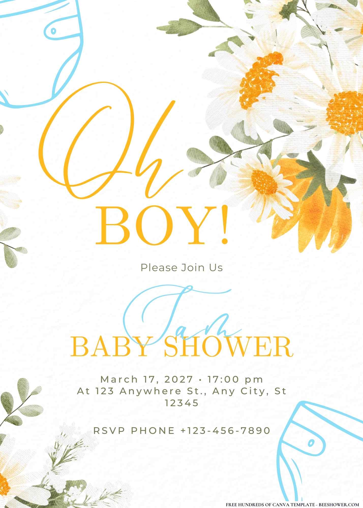 Daisy Chains and Diapers Baby Shower Invitation
