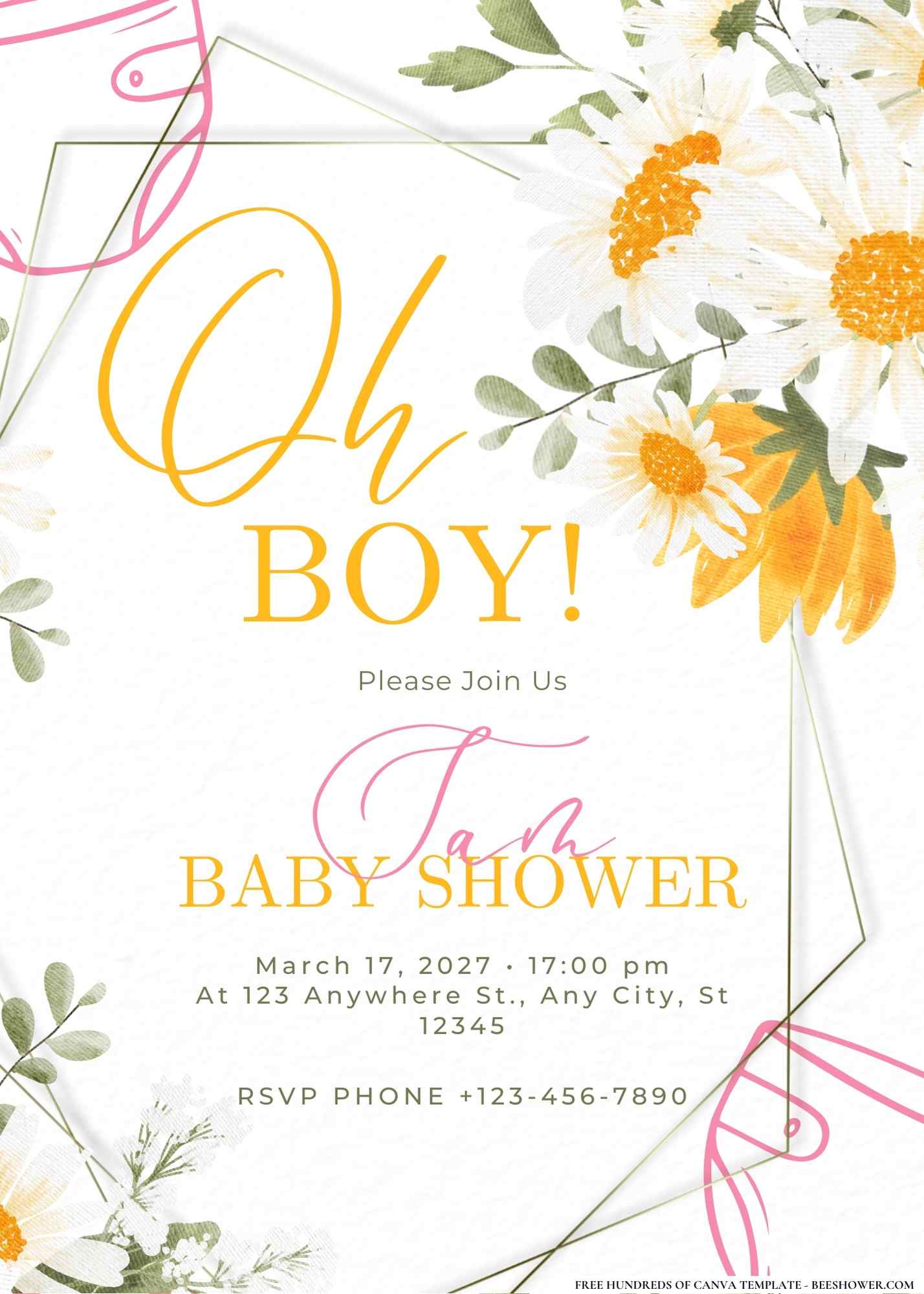 Daisy Chains and Diapers Baby Shower Invitation